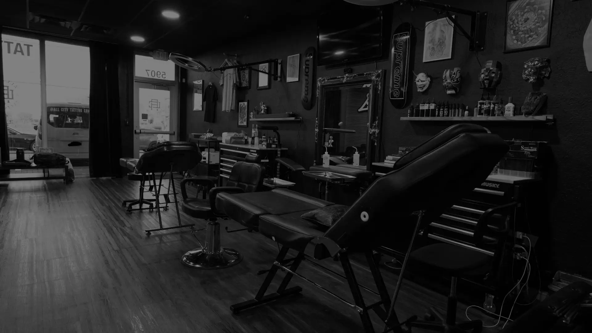 Interior of All City Tattoo studio in Delray Beach Florida