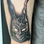High contrast demonic skull blackwork tattoo from All City Tattoo