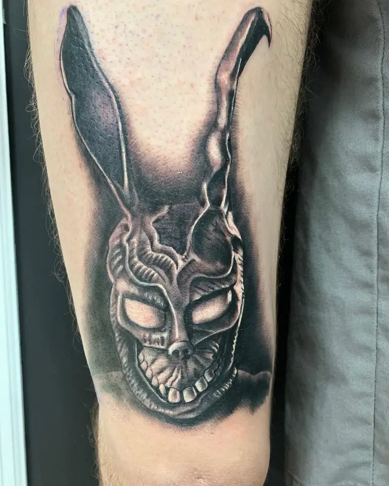 High contrast demonic skull blackwork tattoo from All City Tattoo